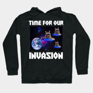 Alien UFO Funny Raccoon Hoodie